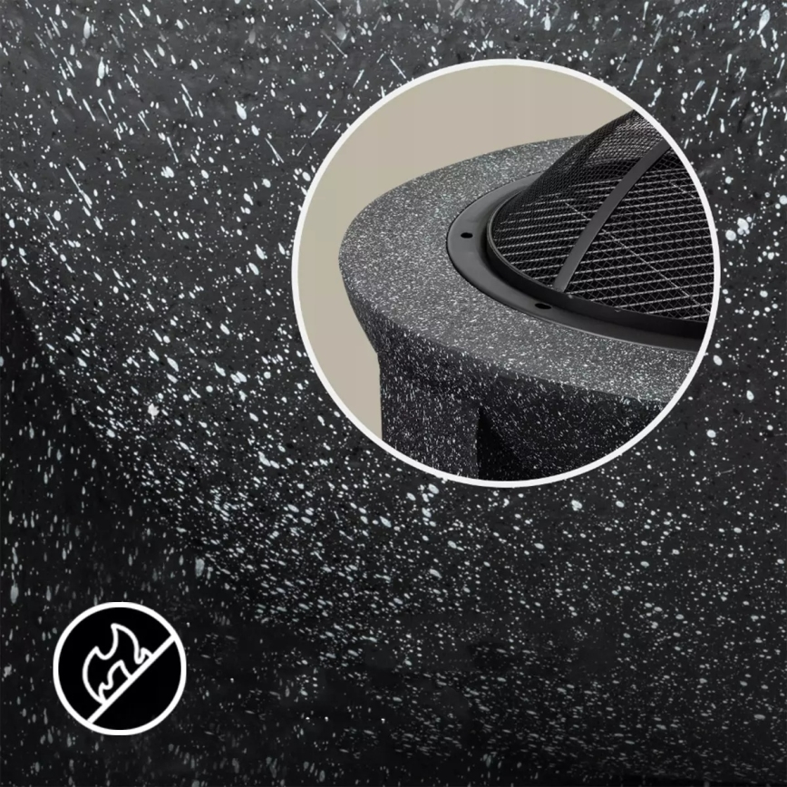 Portable Fire Pit with Grate, 74 x 30 cm — Black / Dark Granite