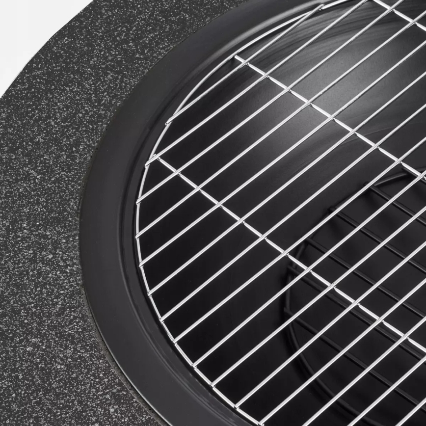Portable Fire Pit with Grate, 74 x 30 cm — Black / Dark Granite