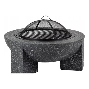 Portable fire pit with grill 79.5 x 38 cm, black/dark granite