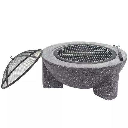 Portable fire pit with grill 79.5 x 38 cm, black/dark granite