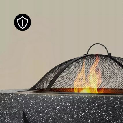 Portable fire pit with grill 79.5 x 38 cm, black/dark granite