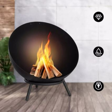 Portable Wood-Burning Fire Pit 57x30 cm Black