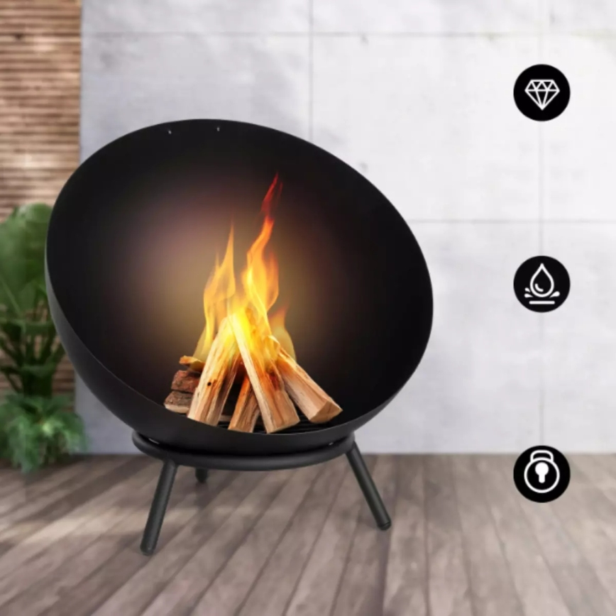 Portable Wood-Burning Fire Pit 57x30 cm Black