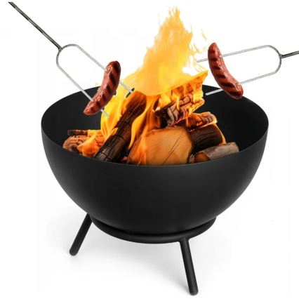 Portable Wood-Burning Fire Pit 57x30 cm Black