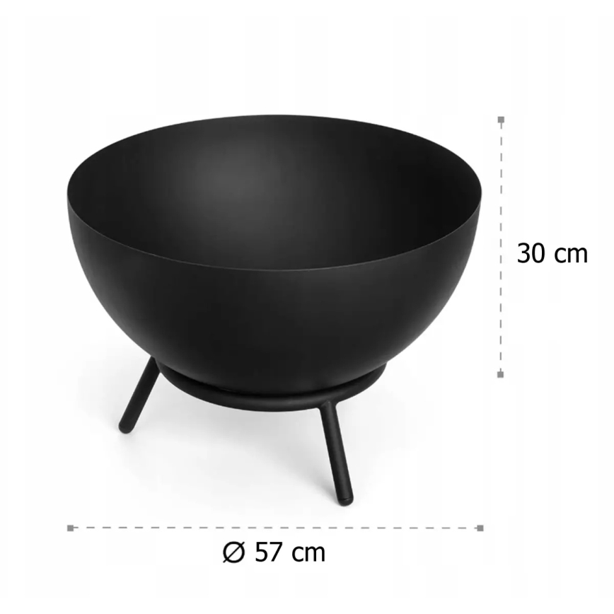 Portable Wood-Burning Fire Pit 57x30 cm Black