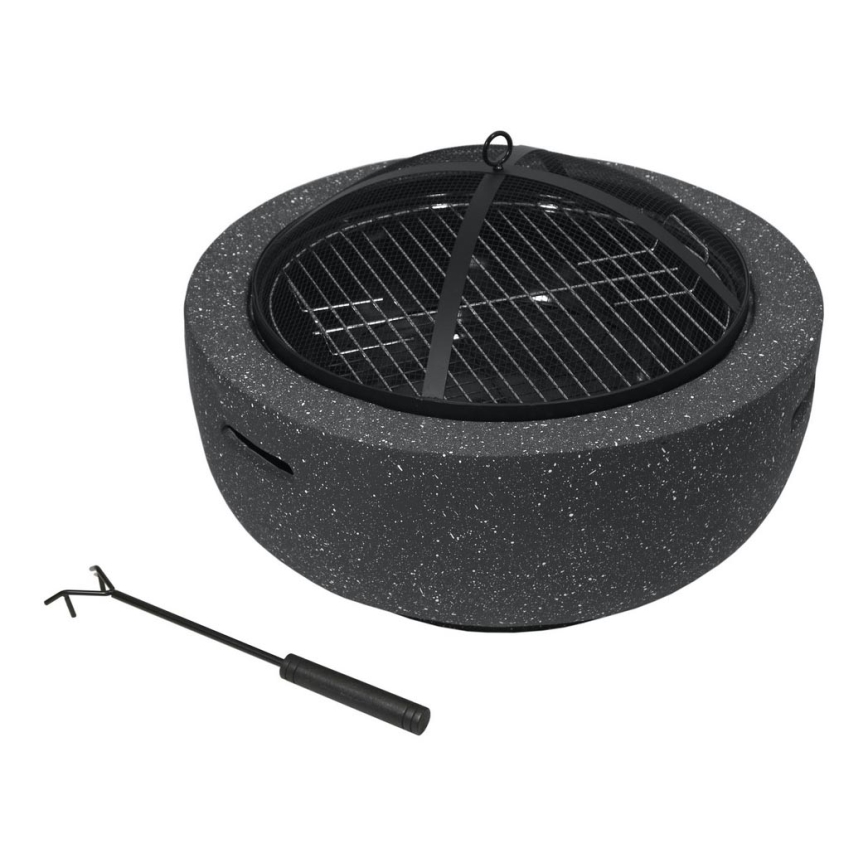 Portable wood campfire with grate anthracite