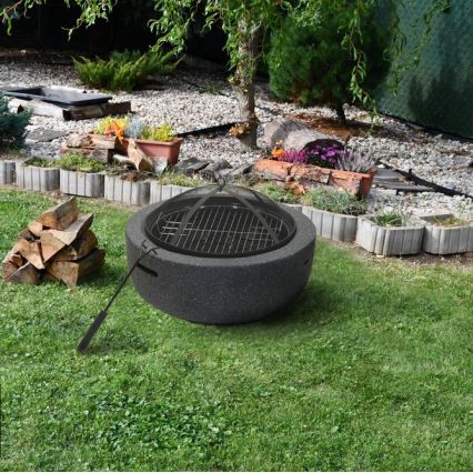 Portable wood campfire with grate anthracite