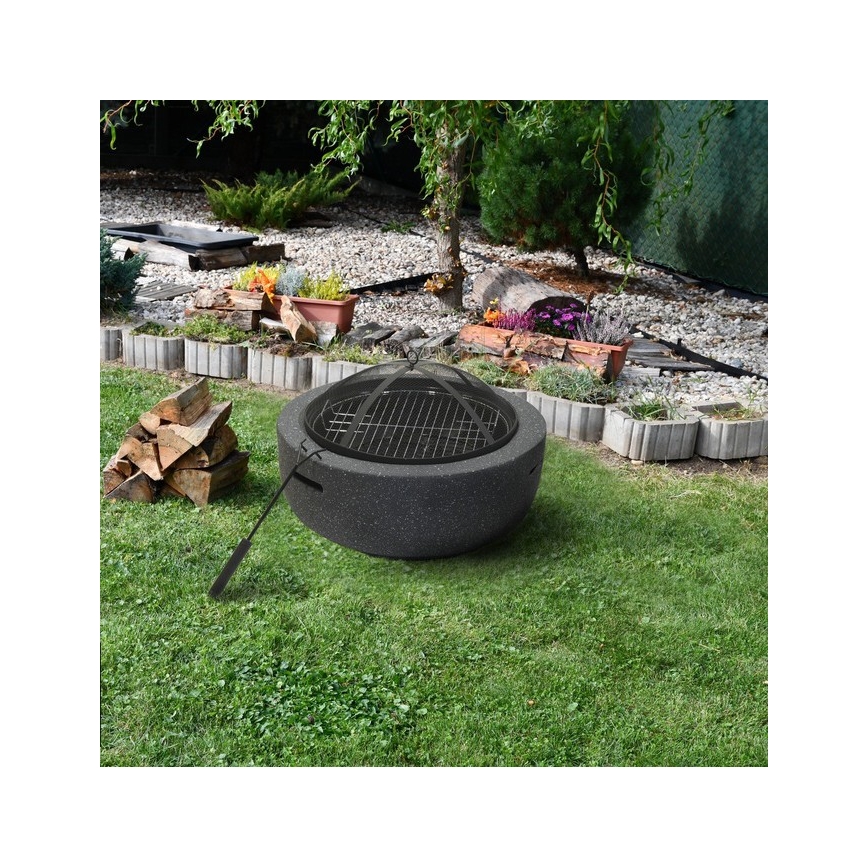 Portable wood campfire with grate anthracite