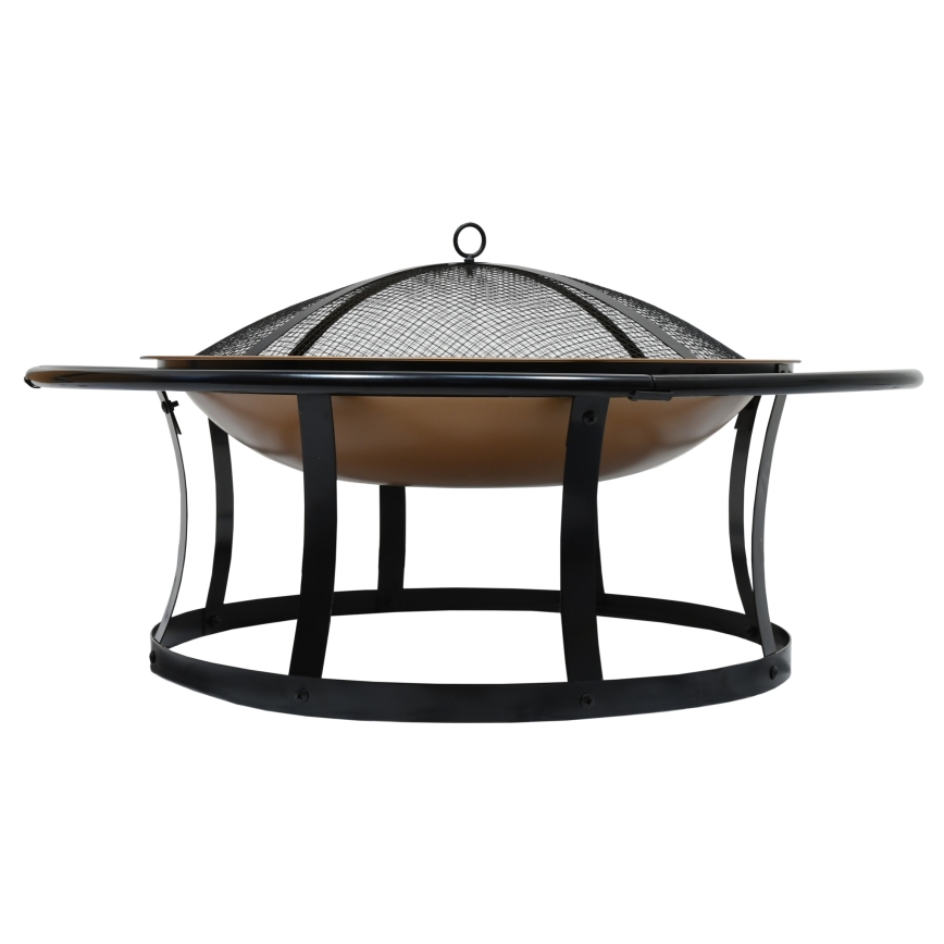 Portable wood campfire with grate black/copper