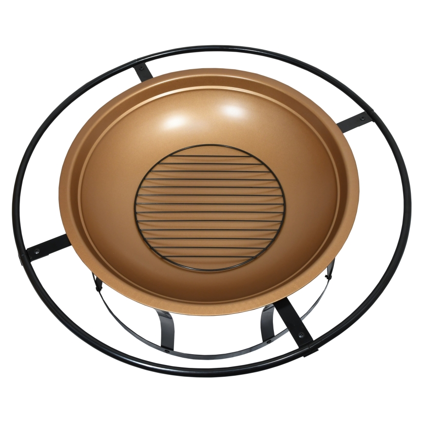 Portable wood campfire with grate black/copper
