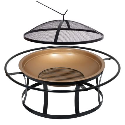 Portable wood campfire with grate black/copper
