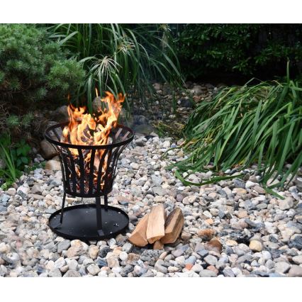 Portable wood campfire with grate black