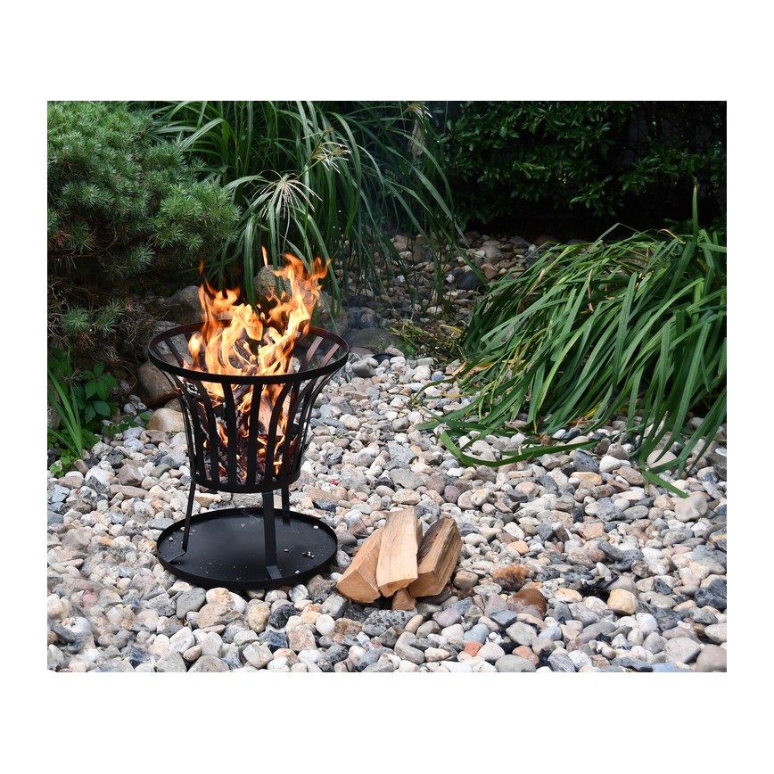 Portable wood campfire with grate black