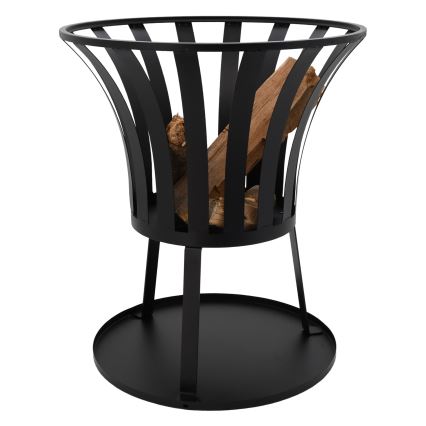 Portable wood campfire with grate black
