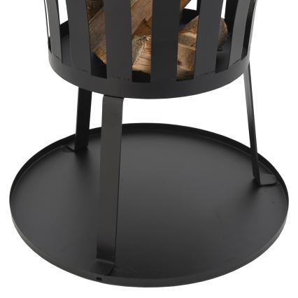Portable wood campfire with grate black