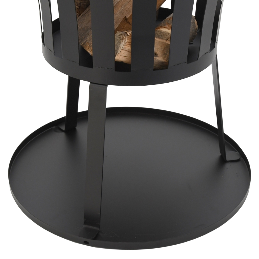 Portable wood campfire with grate black