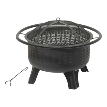 Portable wood campfire with grate black