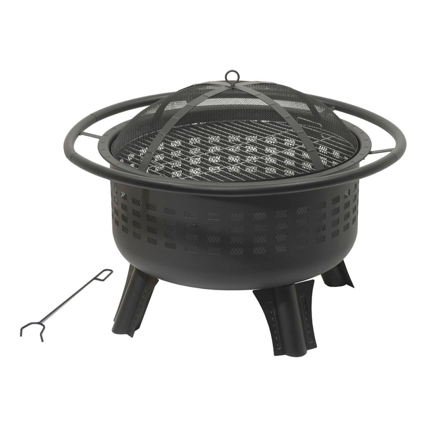 Portable wood campfire with grate black