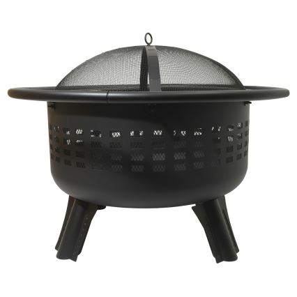 Portable wood campfire with grate black