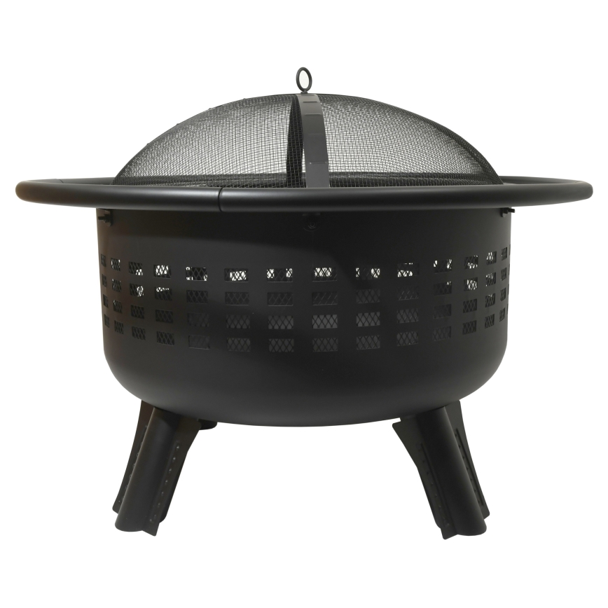 Portable wood campfire with grate black