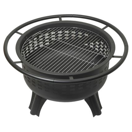 Portable wood campfire with grate black