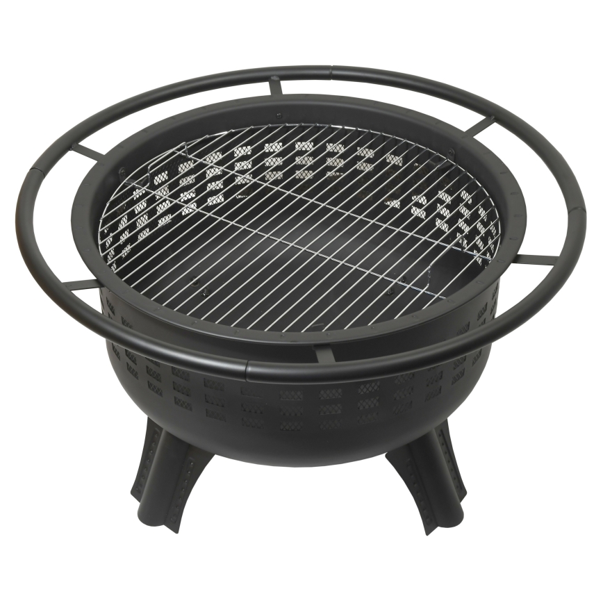 Portable wood campfire with grate black