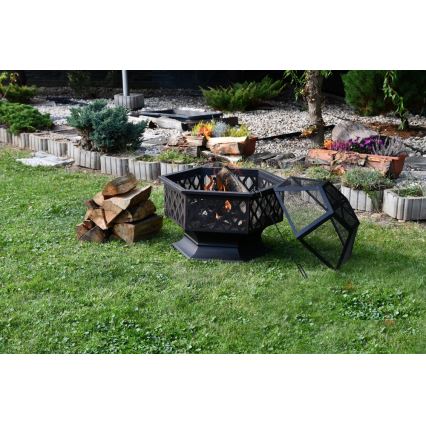 Portable wood campfire with grate black/patina