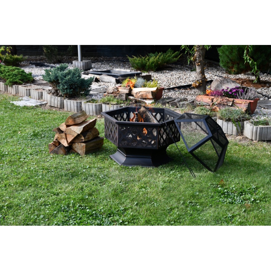 Portable wood campfire with grate black/patina