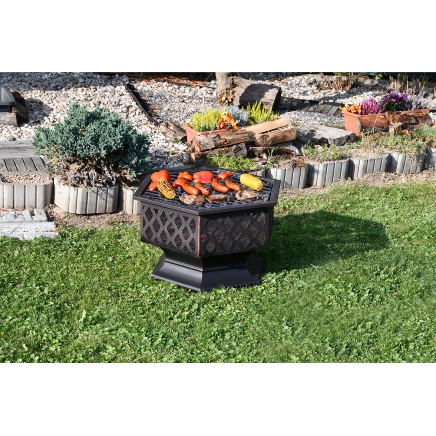 Portable wood campfire with grate black/patina