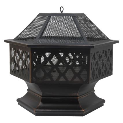 Portable wood campfire with grate black/patina