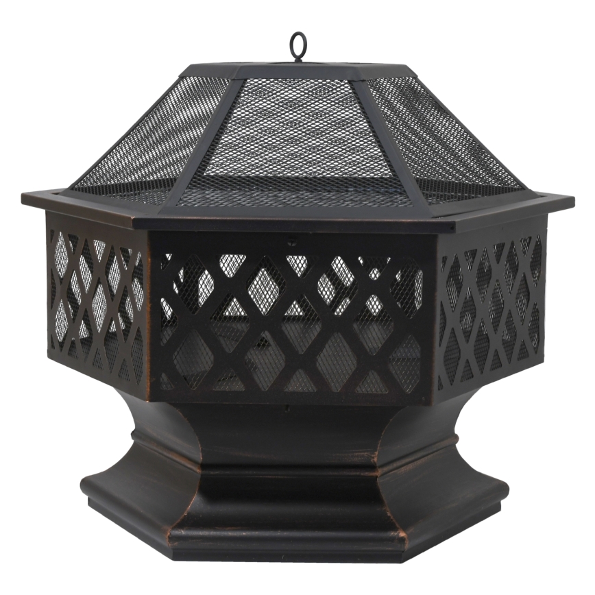 Portable wood campfire with grate black/patina
