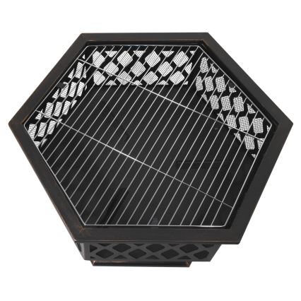 Portable wood campfire with grate black/patina