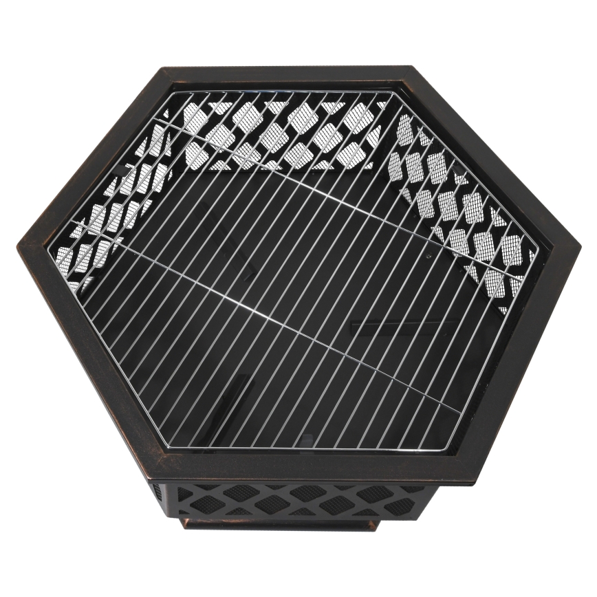 Portable wood campfire with grate black/patina