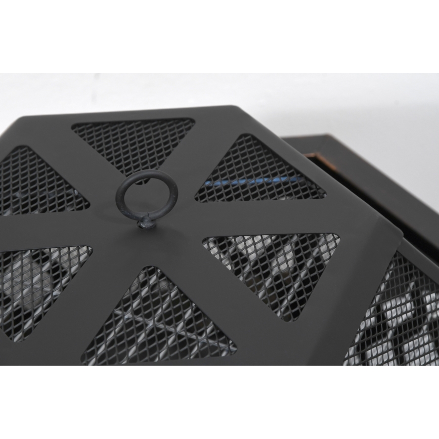 Portable wood campfire with grate black/patina