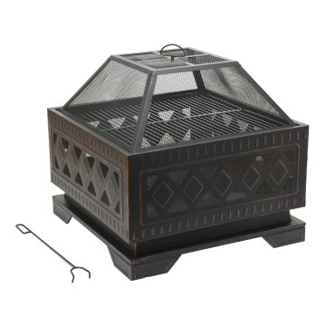 Portable wood campfire with grate black/patina