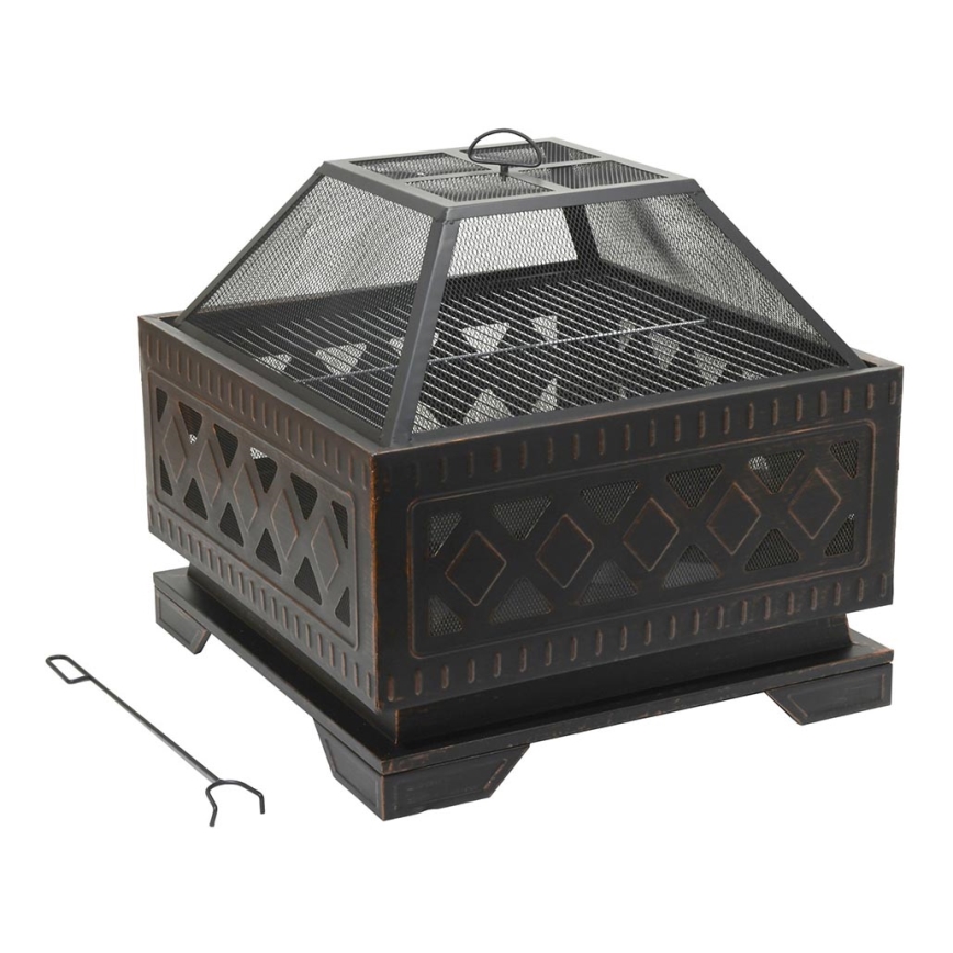 Portable wood campfire with grate black/patina