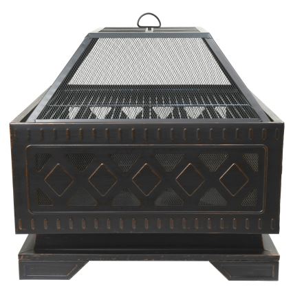 Portable wood campfire with grate black/patina