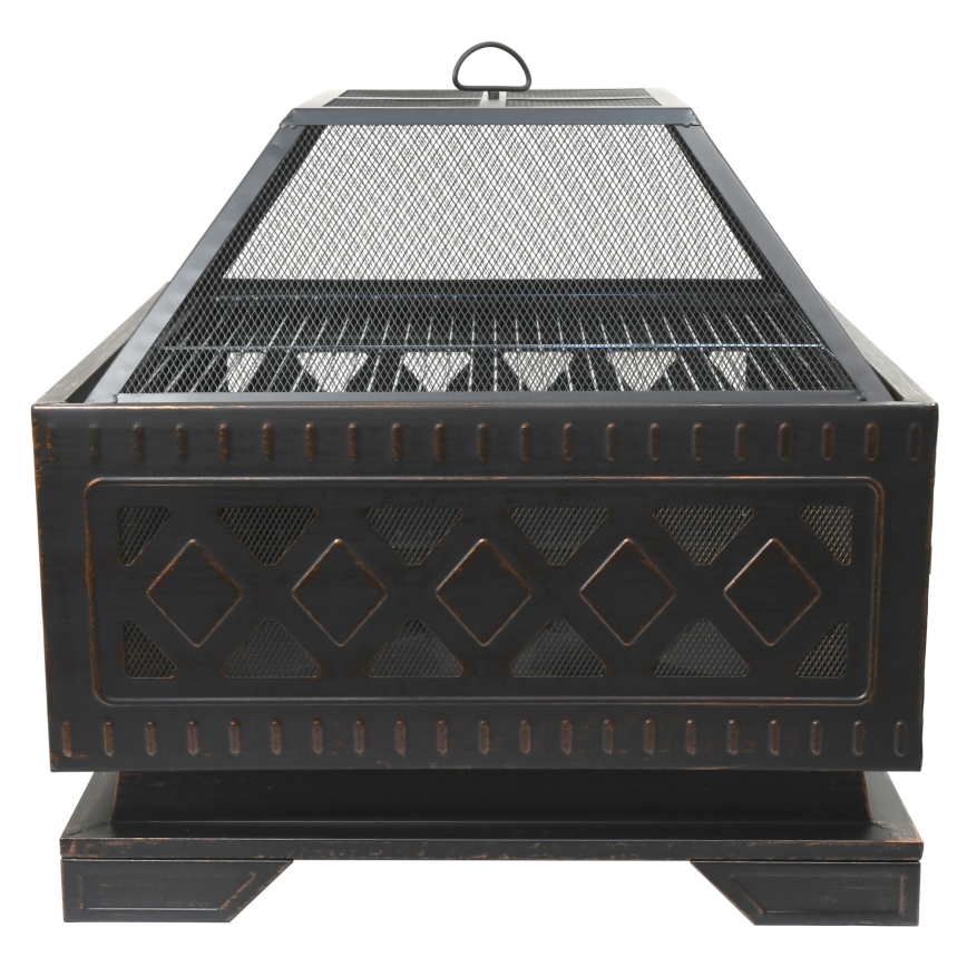Portable wood campfire with grate black/patina