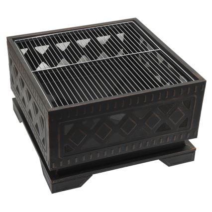 Portable wood campfire with grate black/patina