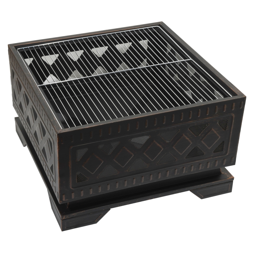 Portable wood campfire with grate black/patina
