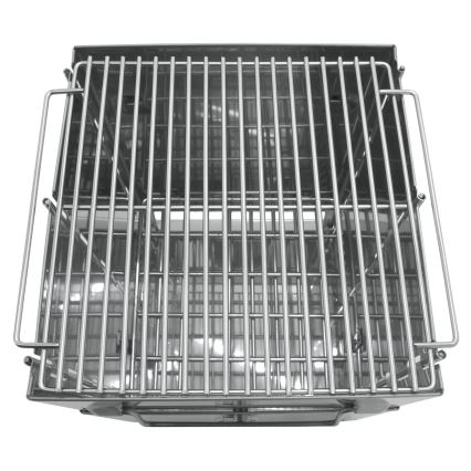 Portable wood grill shiny chrome