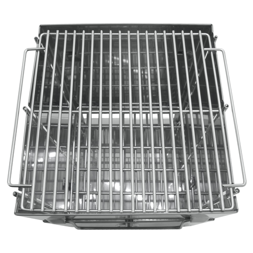 Portable wood grill shiny chrome