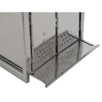 Portable wood grill shiny chrome