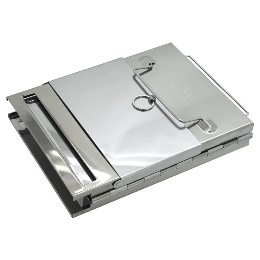 Portable wood grill shiny chrome