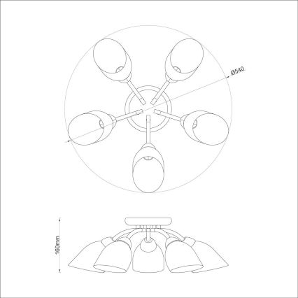PORTOS Flush-Mount Chandelier, 5×E14/10W/230V, Polished Chrome