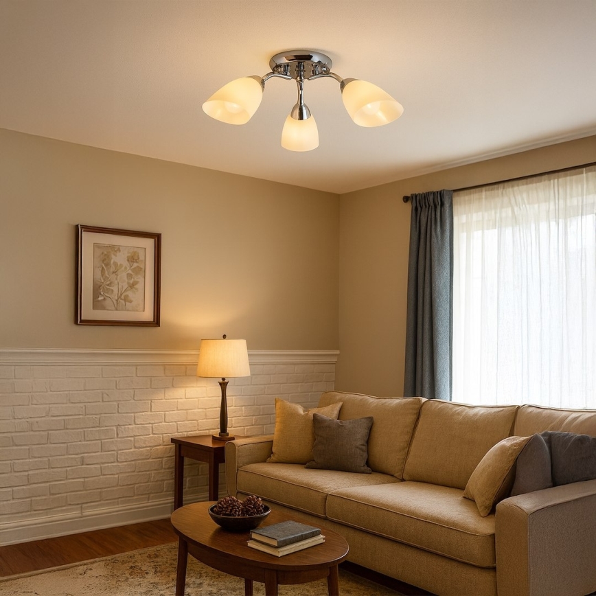 PORTOS flush-mounted ceiling light 3xE14/10W/230V, polished chrome