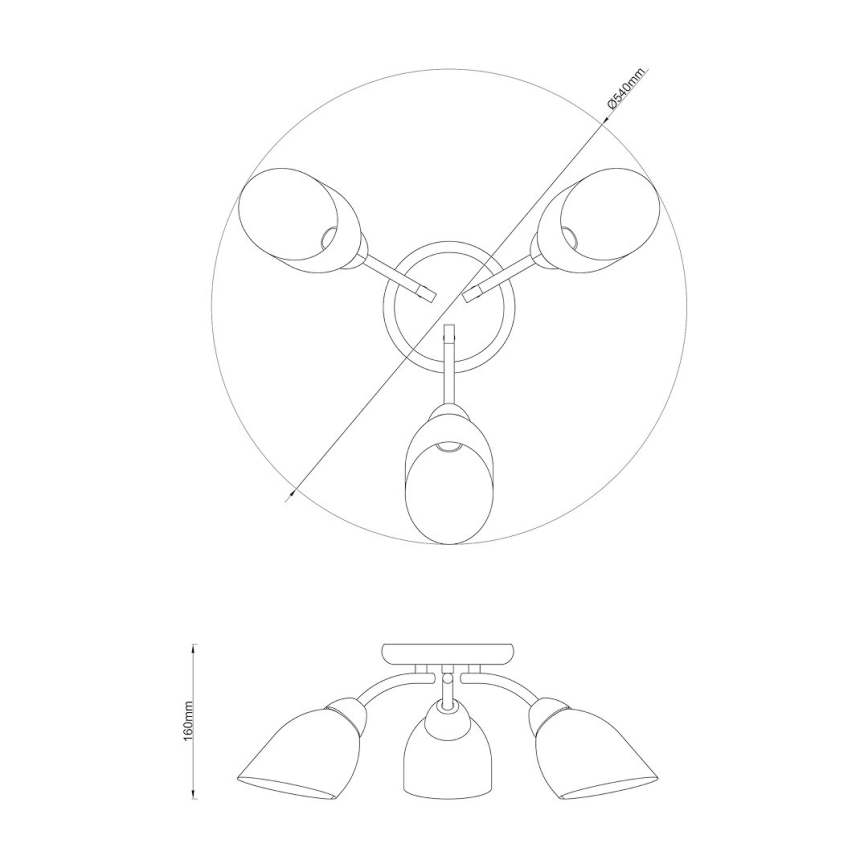 PORTOS flush-mounted ceiling light 3xE14/10W/230V, polished chrome