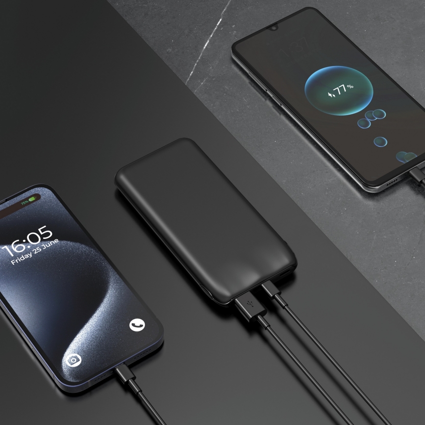 Power Bank 10000 mAh 10W Power Delivery 2xUSB-C + 1xUSB-A black