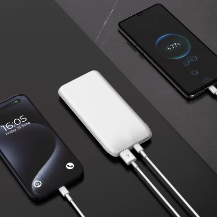 Power Bank 10000 mAh 10W Power Delivery 2xUSB-C + 1xUSB-A white