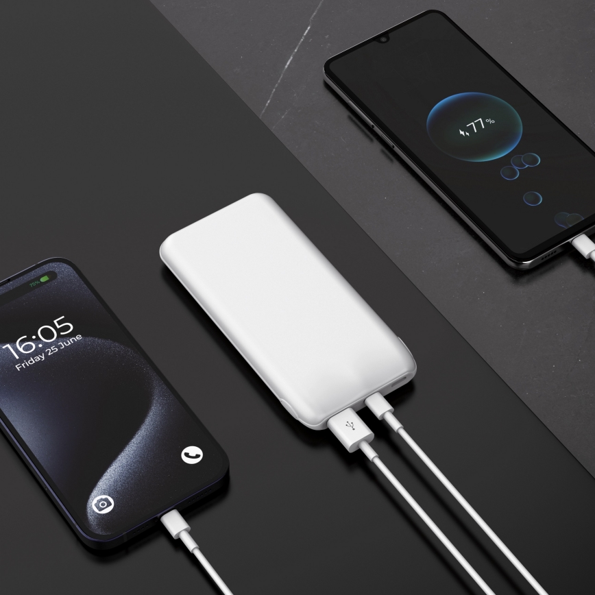 Power Bank 10000 mAh 10W Power Delivery 2xUSB-C + 1xUSB-A white